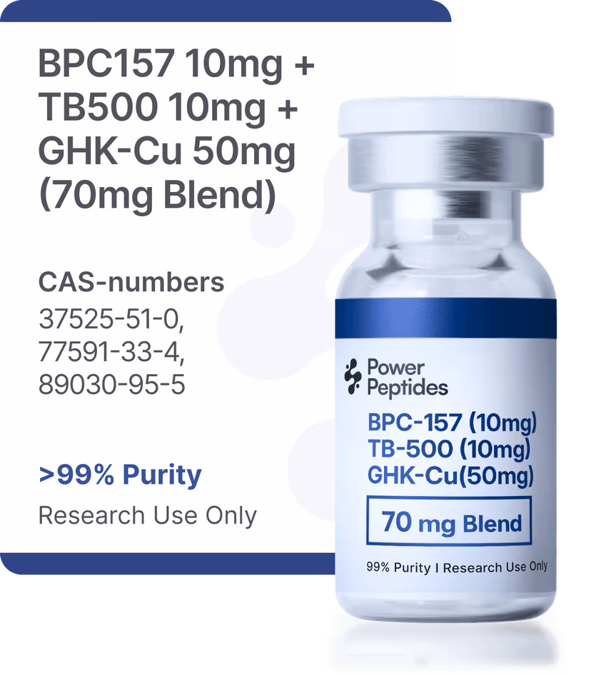 BPC-157 10mg + TB-500 10mg + GHK-Cu 50mg (70mg Blend)